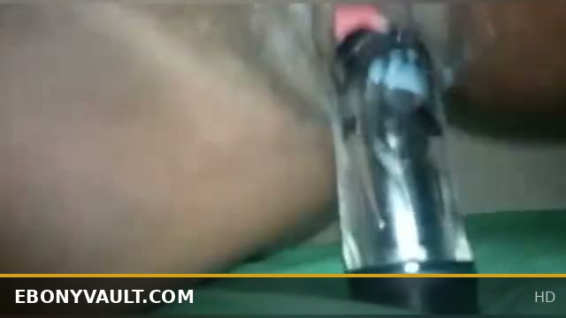 Ebony Babe Masturbates and Covers Her Creamy Pussy with Dildo Play