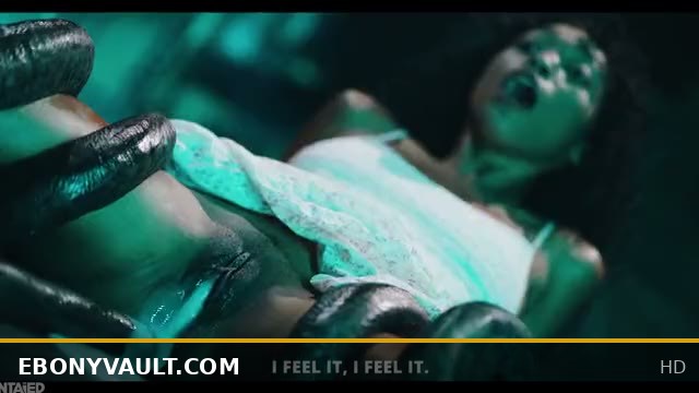 Curvy Black Babe with Big Tits Wildly Fucked by an Alien Monster